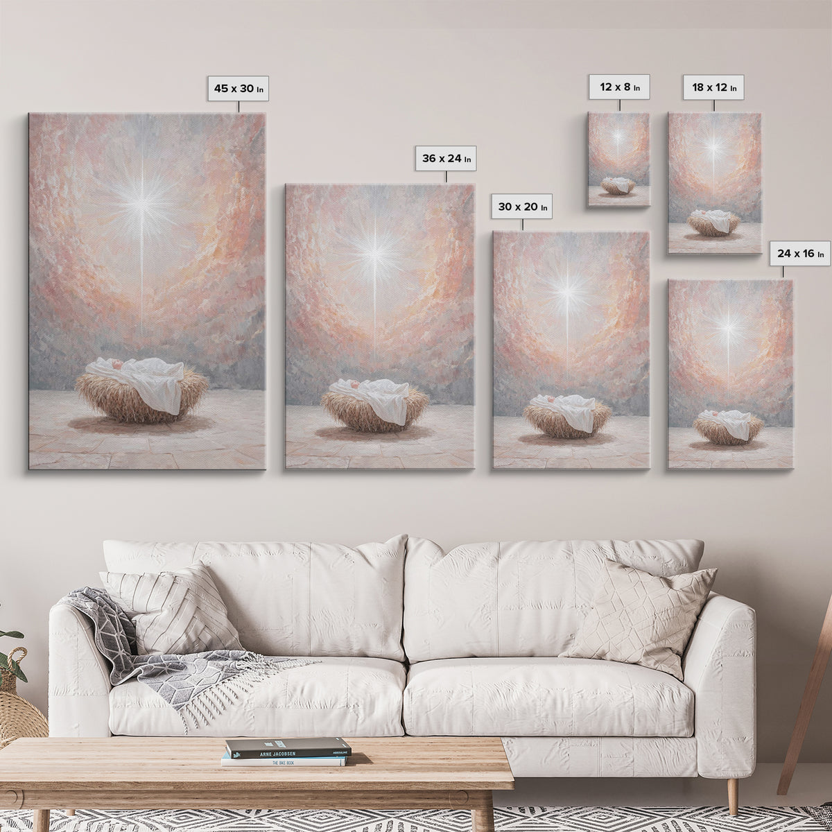 Dawn Of Grace – Framed Canvas Print – Christian Christmas Art – Christian Wall Art – Jesus Painting – Christmas Art – Christian Art Canvas
