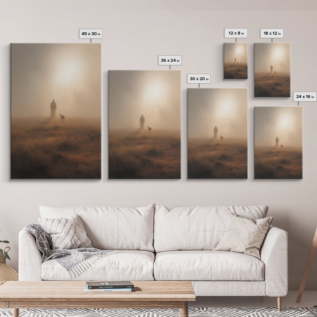 Golden Quiet Path – Framed Canvas Print – Christian Painting – Christian Art Canvas – Christian Wall Art – Subtle Christian Paintings
