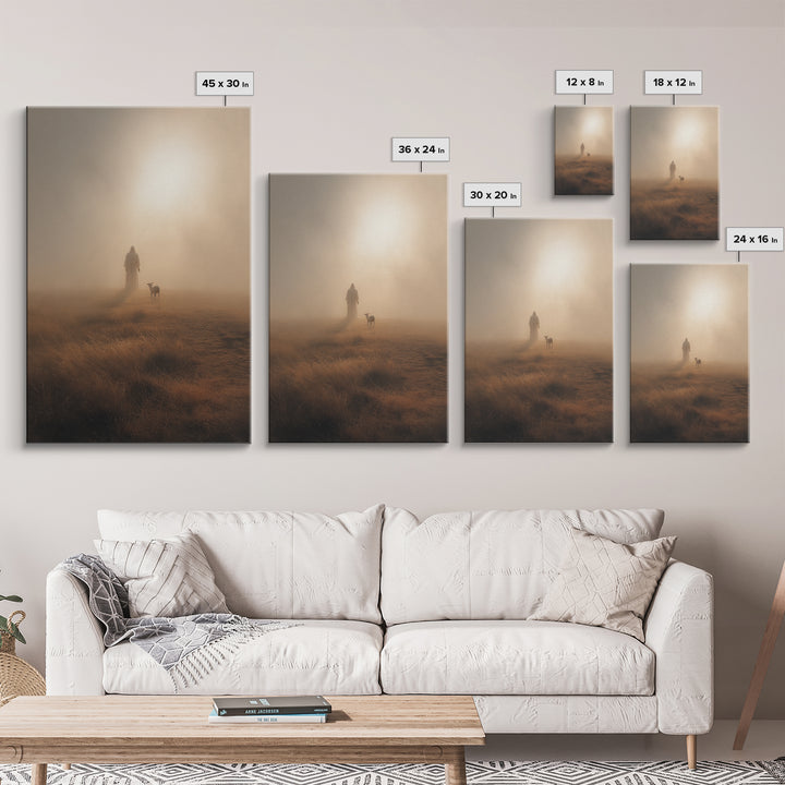 Golden Quiet Path – Framed Canvas Print – Christian Painting – Christian Art Canvas – Christian Wall Art – Subtle Christian Paintings