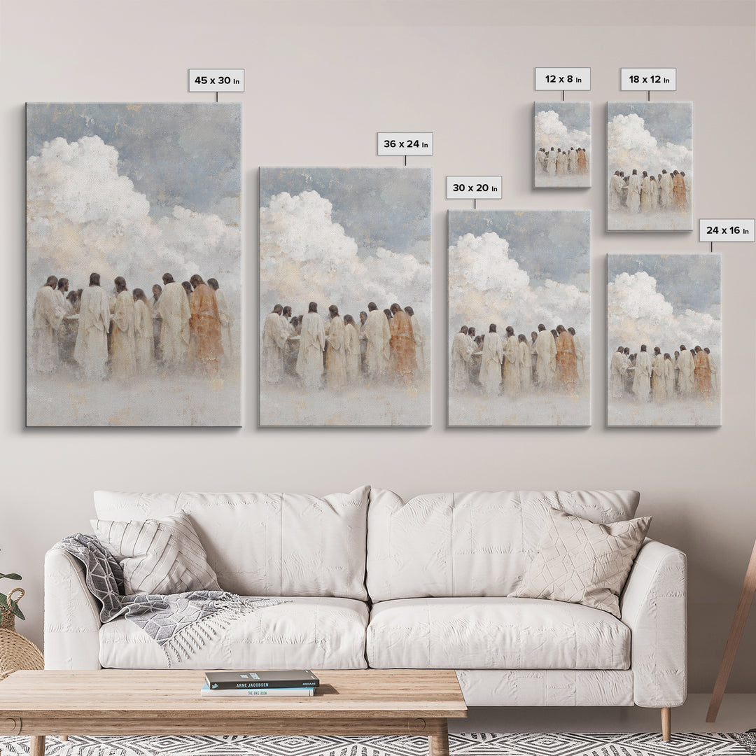 Sacred Gathering – Framed Canvas Print – Jesus Painting – Christian Art Canvas – Christian Wall Art – Modern Christian Art – Christmas Art