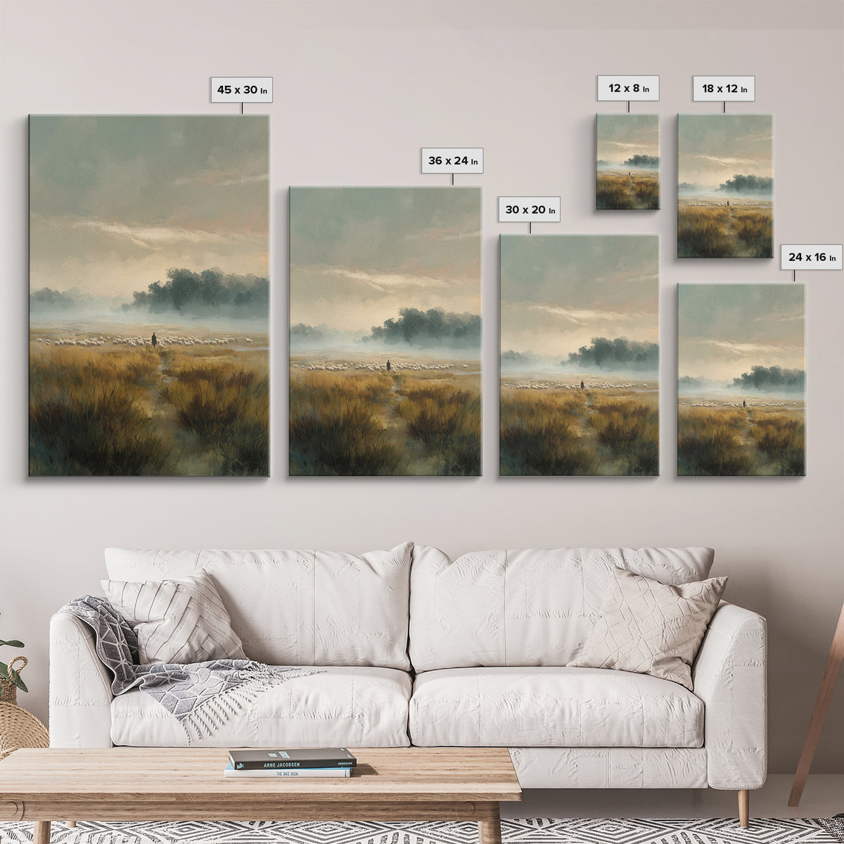 Morning Pasture – Framed Canvas Print – Christian Art Canvas – Christian Wall Art – Christian Painting – Subtle Christian Art – Pastoral Sc