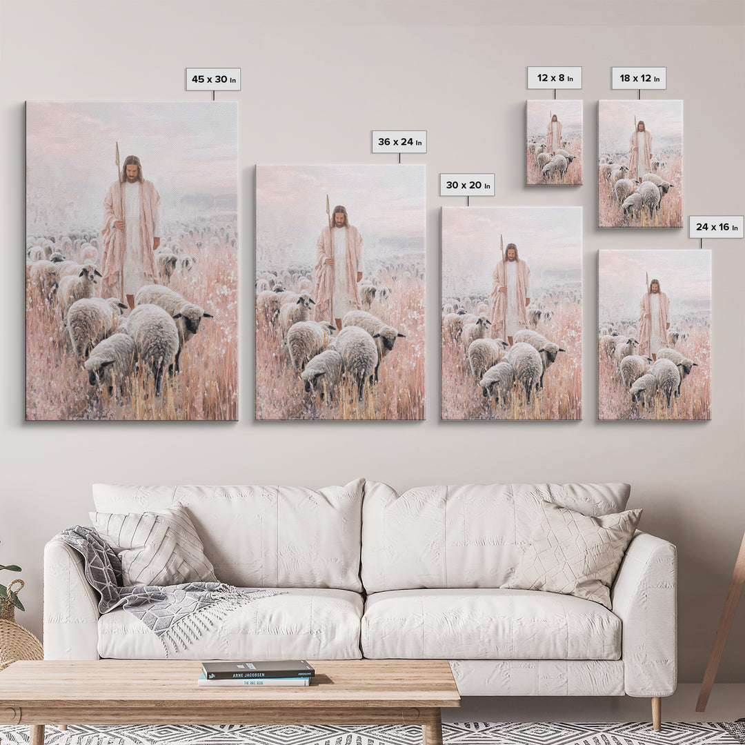 Gentle Shepherd | Framed Canvas Print | Christian Wall Art | Jesus Painting | Christian Art Canvas | Subtle Christian Art | Christian Gift