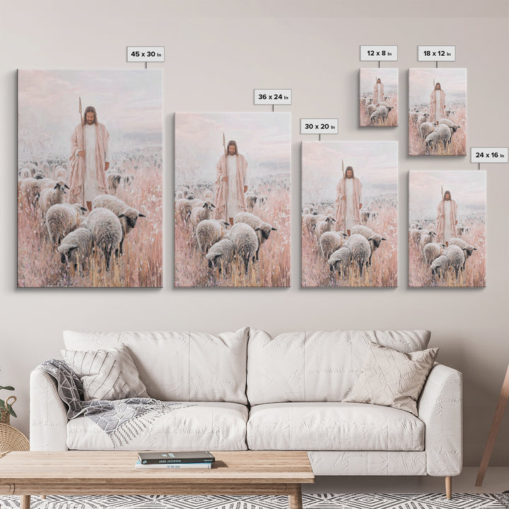 Gentle Shepherd | Framed Canvas Print | Christian Wall Art | Jesus Painting | Christian Art Canvas | Subtle Christian Art | Christian Gift