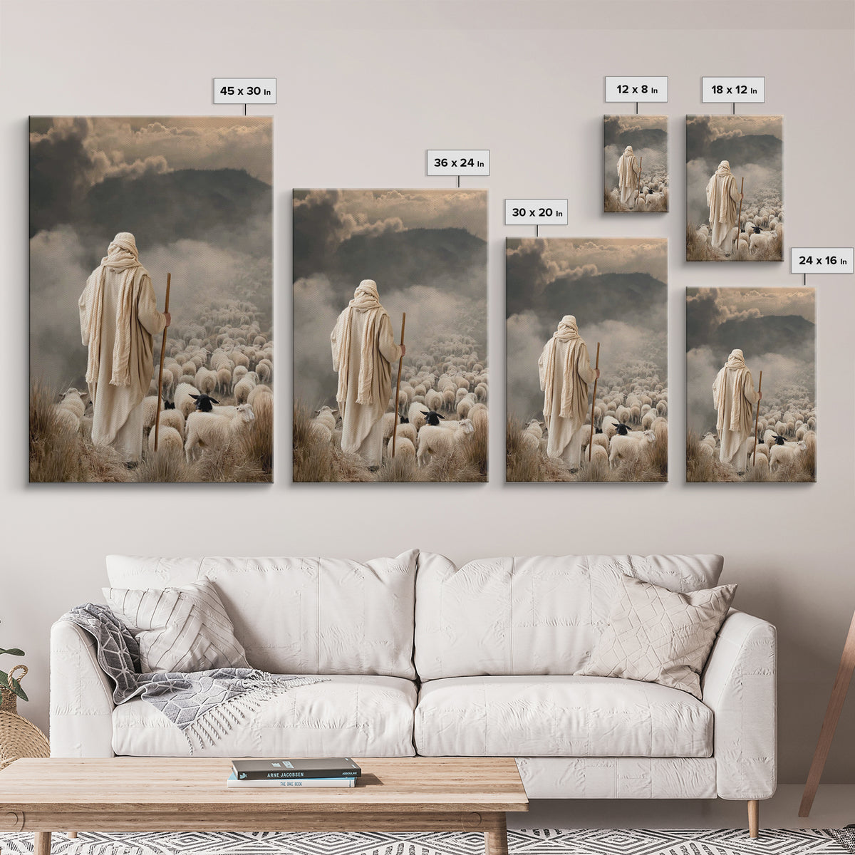 Shepherd’s Watch | Framed Canvas Print | Christian Art Canvas | Christian Wall Art | Jesus Painting | Moody Christian Art | Christian Decor