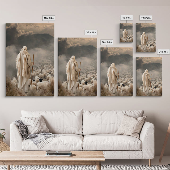 Shepherd’s Watch | Framed Canvas Print | Christian Art Canvas | Christian Wall Art | Jesus Painting | Moody Christian Art | Christian Decor