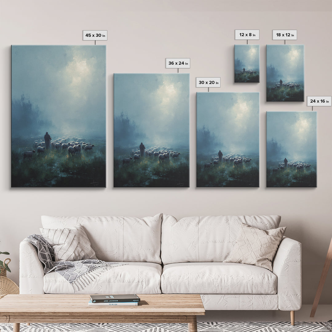 Dawn Shepherd | Framed Canvas Print | Moody Christian Art | Christian Wall Art | Christian Art Canvas | Jesus Painting | Large Christian Pa