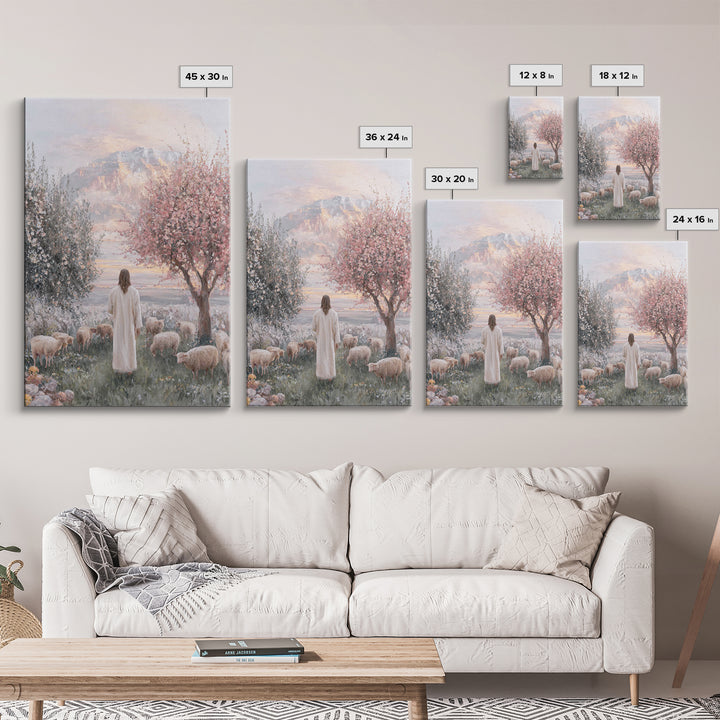 Soft Meadow Light | Framed Canvas Print | Christian Wall Art | Christian Art Canvas | Jesus Painting | Christian Gift