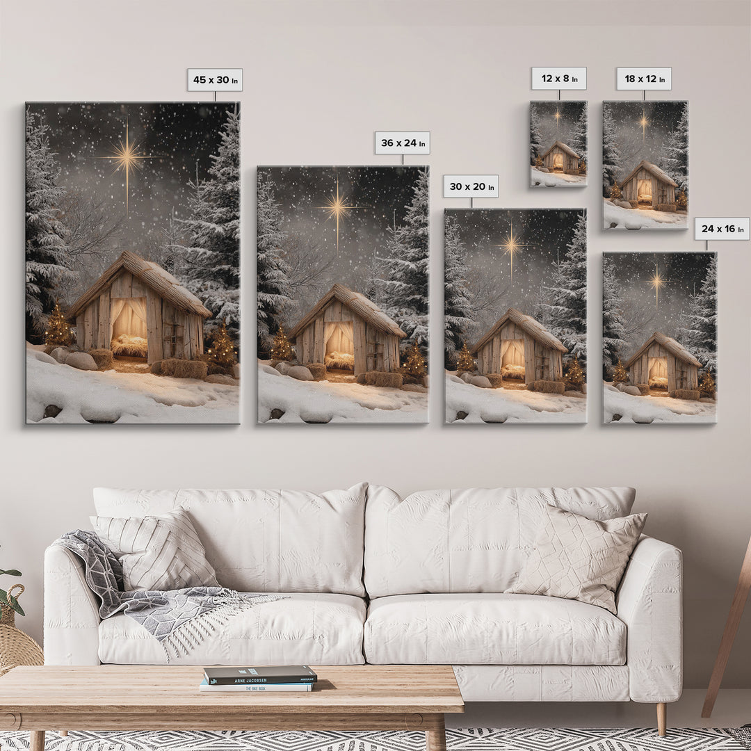 Silent Winter Nativity – Framed Canvas Print – Christian Art Canvas – Christian Christmas Art – Christian Wall Art – Christian Art – Jesus