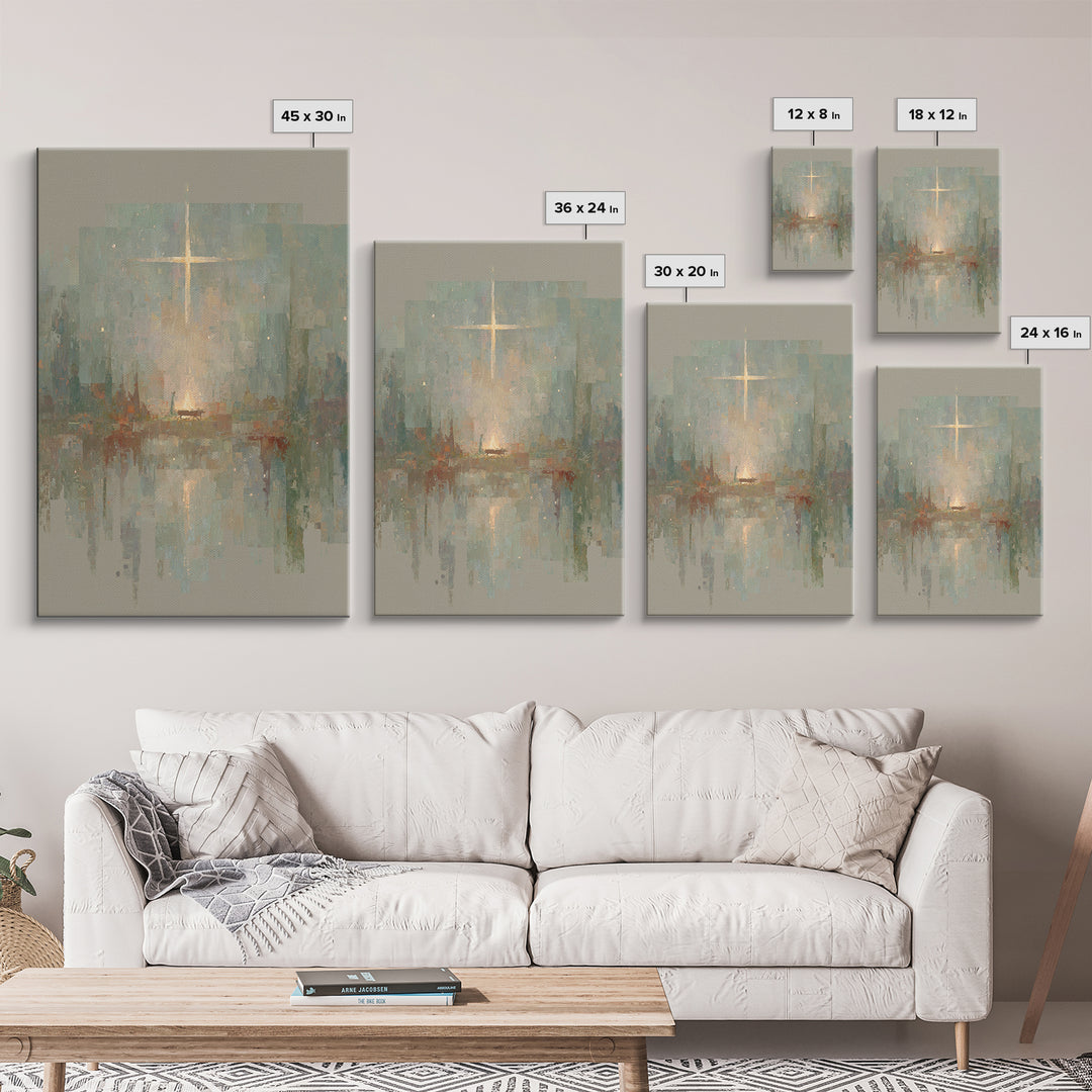 Blessed Manger Light – Framed Canvas Print – Jesus Painting – Christian Art – Christian Wall Art – Christian Art Canvas – Christian Christm