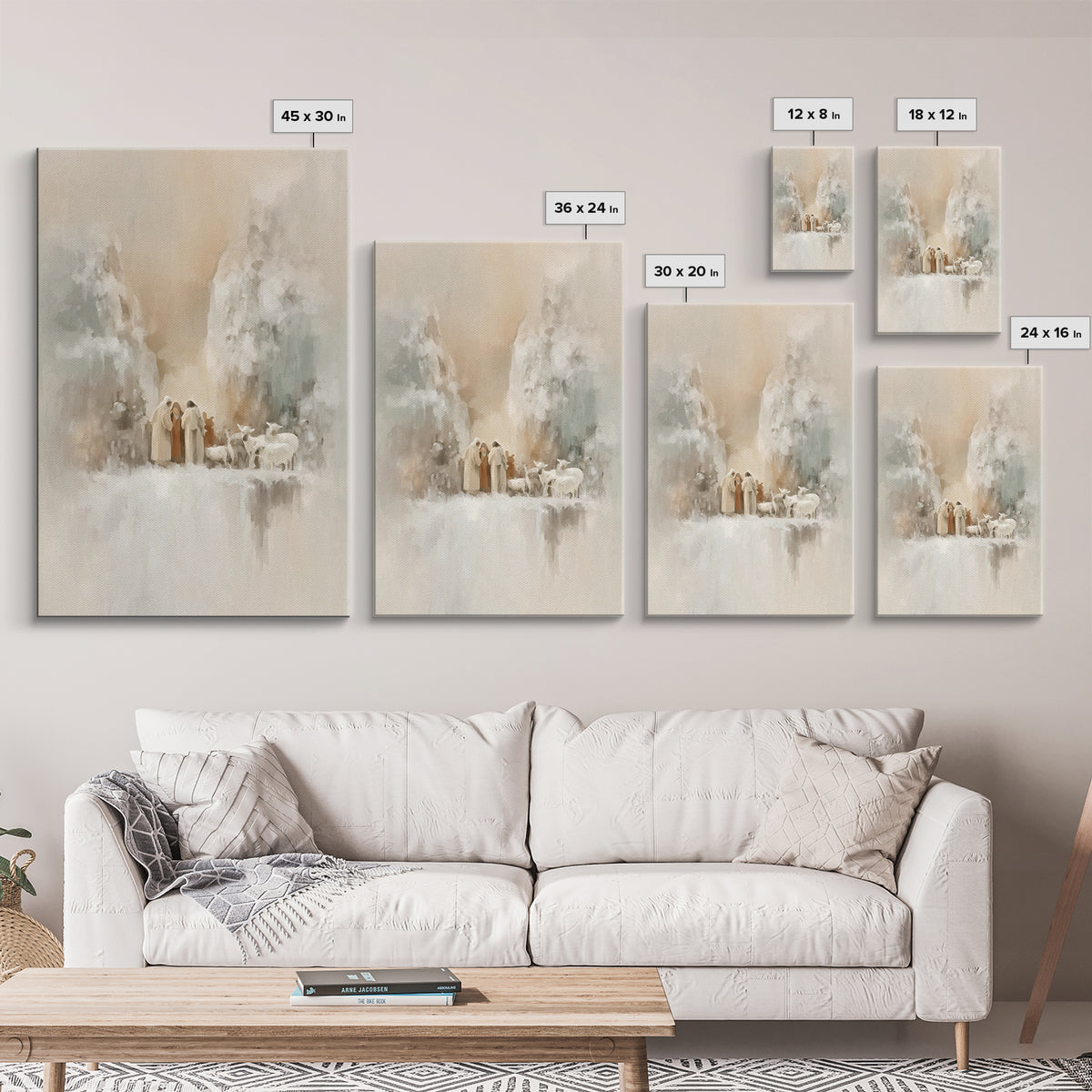 Peaceful Christmas Dawn – Framed Canvas Print – Jesus Painting – Christian Art Canvas – Christian Christmas Art – Christian Art – Christian