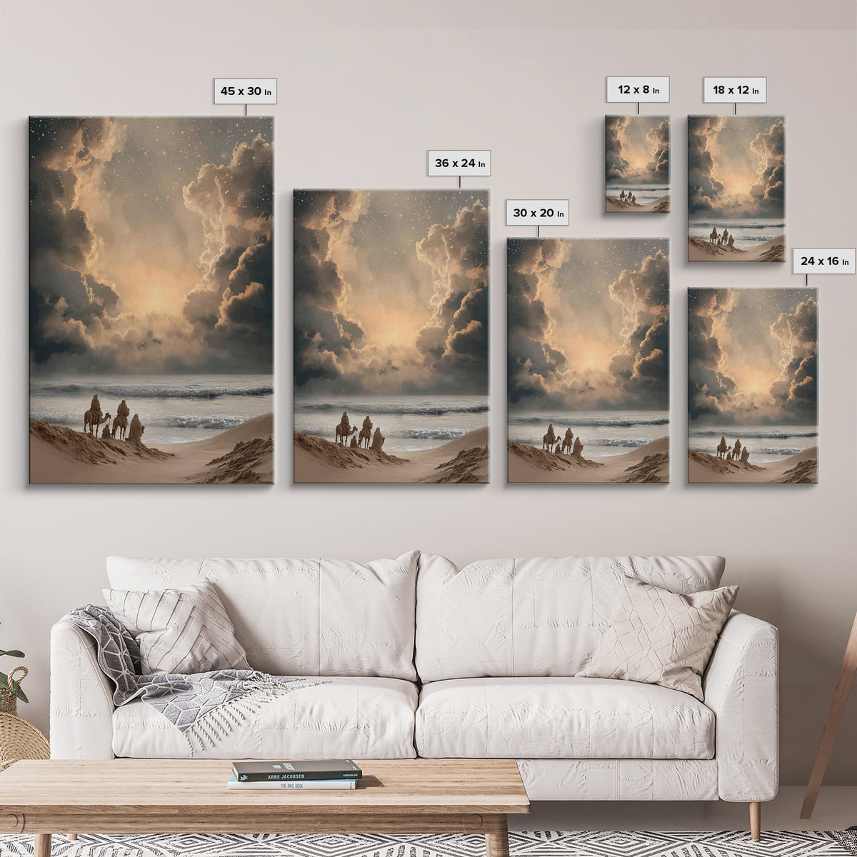 Desert Star Journey – Framed Canvas Print – Christian Wall Art – Christian Art Canvas – Christian Christmas Art – Jesus Painting – Christia