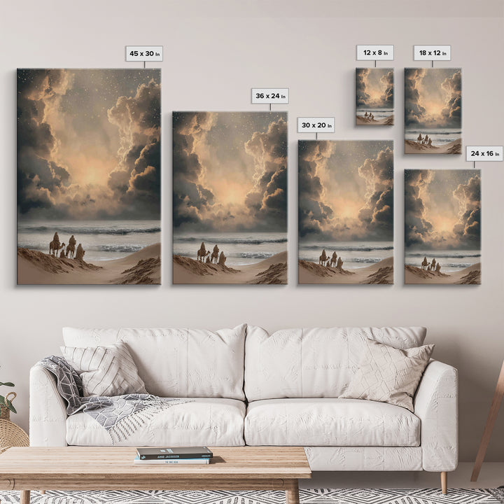 Desert Star Journey – Framed Canvas Print – Christian Wall Art – Christian Art Canvas – Christian Christmas Art – Jesus Painting – Christia