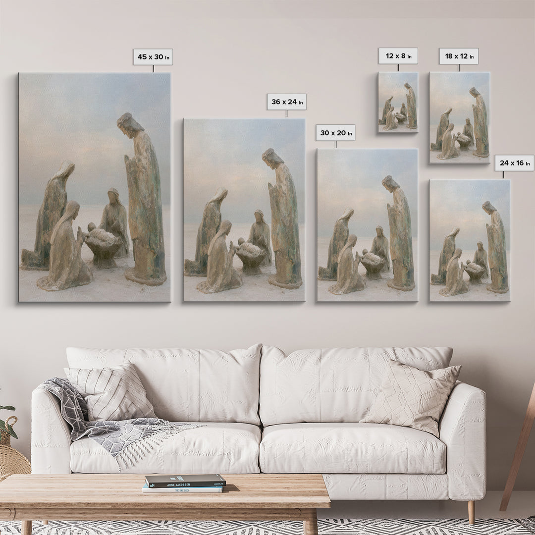 Humble Birth Scene – Framed Canvas Print – Jesus Painting – Christian Art – Christian Art Canvas – Christian Christmas Art – Christian Wall