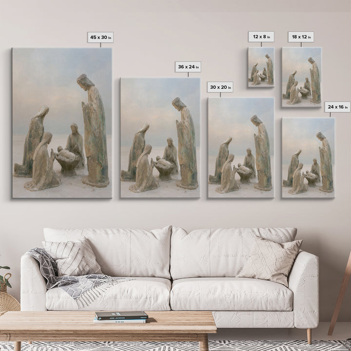 Humble Birth Scene – Framed Canvas Print – Jesus Painting – Christian Art – Christian Art Canvas – Christian Christmas Art – Christian Wall