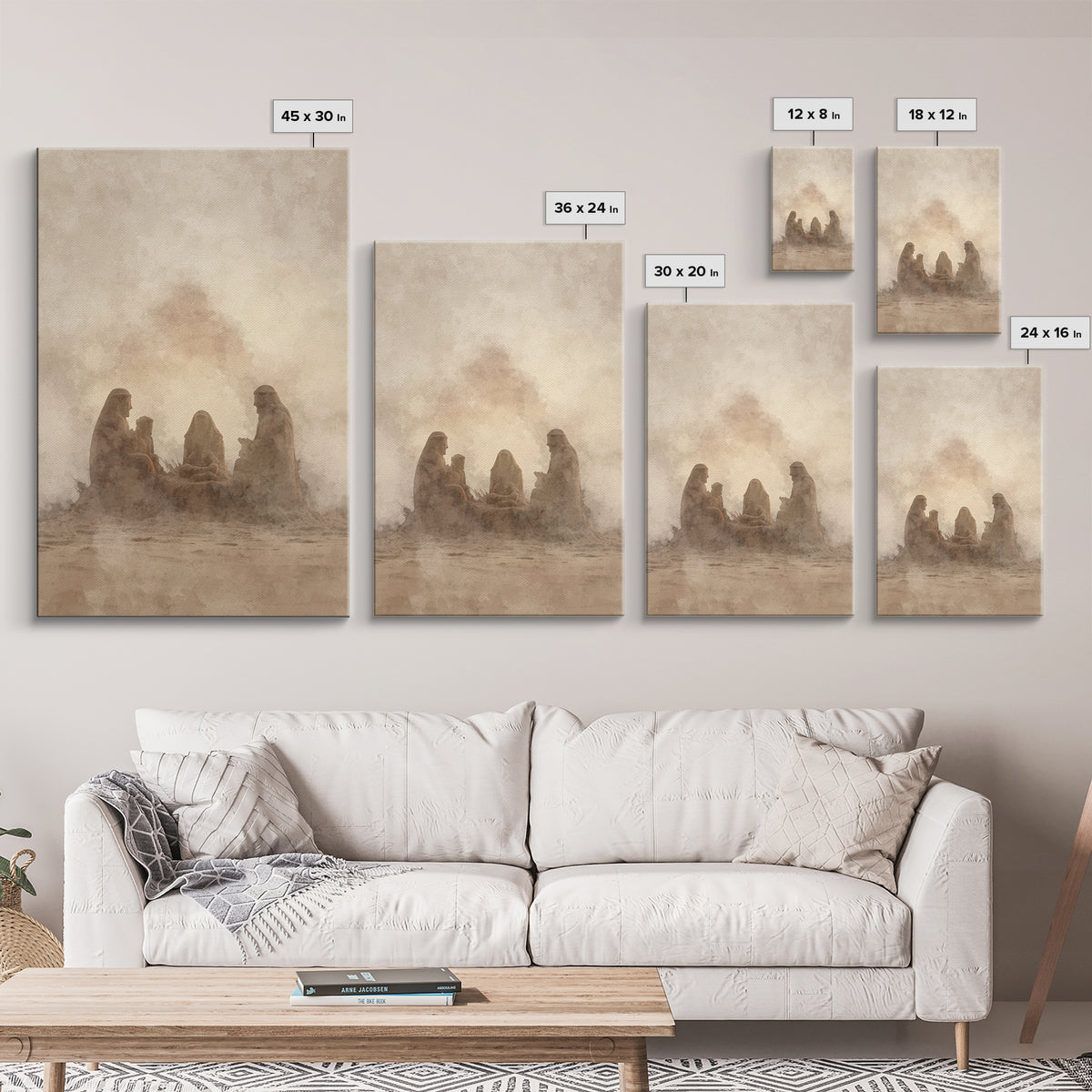 Sacred Sand Gathering – Framed Canvas Print – Christian Art – Christian Christmas Art – Christian Wall Art – Christian Art Canvas – Jesus P