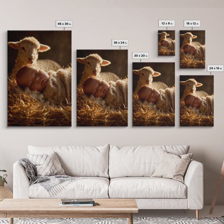 Innocent Lamb Peace – Framed Canvas Print – Christian Christmas Art – Christian Art Canvas – Christian Art – Jesus Painting – Christian Wal