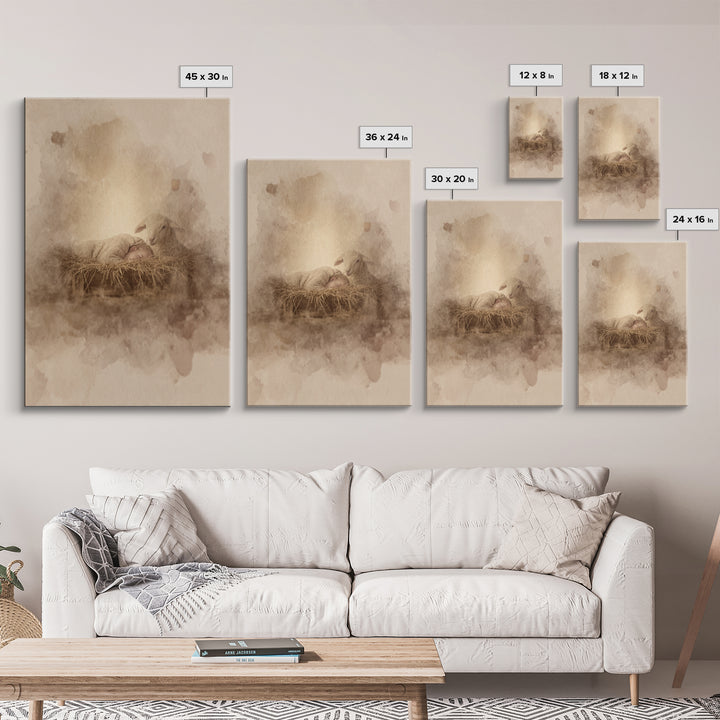 Gentle Manger Rest – Framed Canvas Print – Jesus Painting – Christian Wall Art – Christian Christmas Art – Christian Art Canvas – Christian