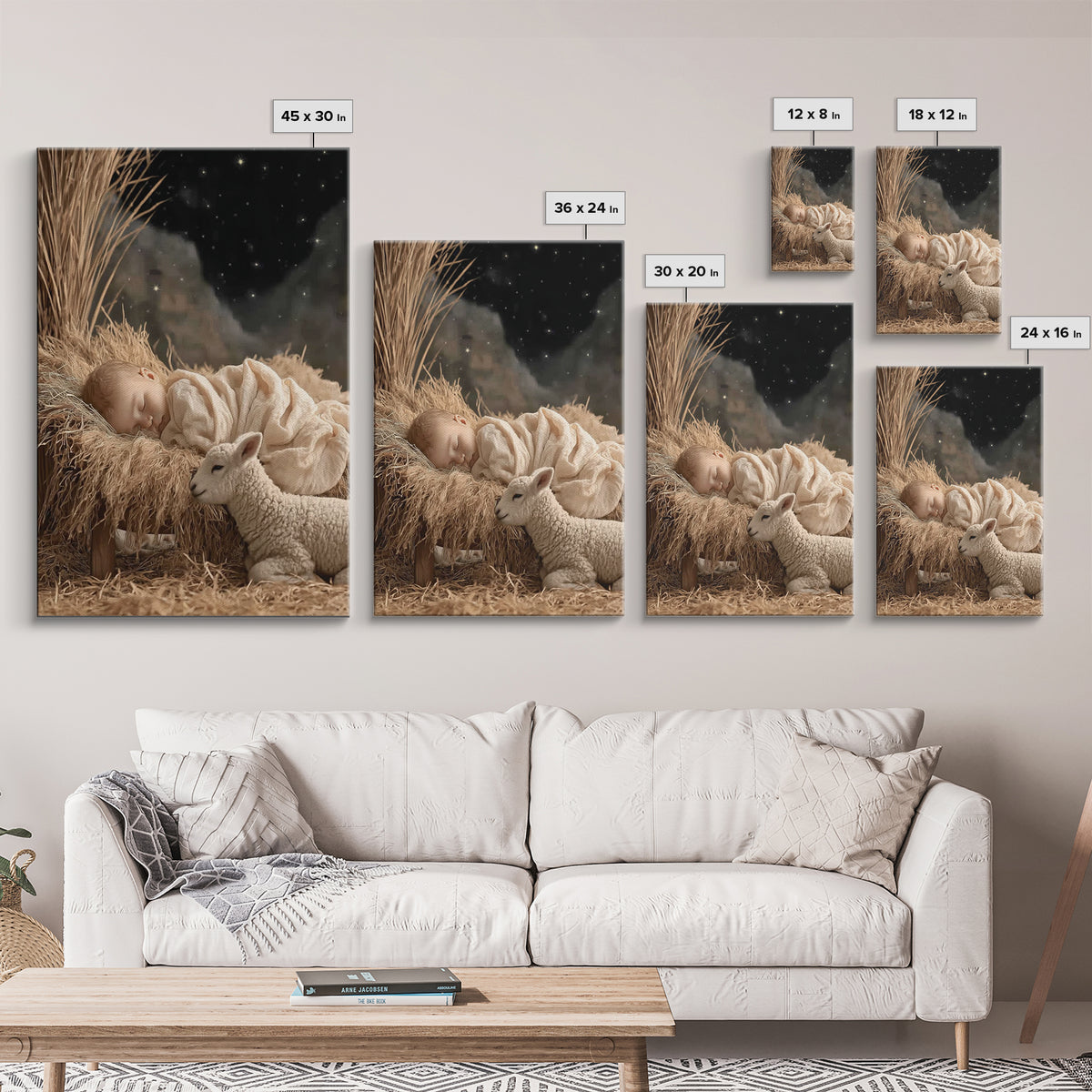Starry Manger Peace – Framed Canvas Print – Christian Wall Art – Jesus Painting – Christmas Art – Christian Decor – Christian Gift Ideas
