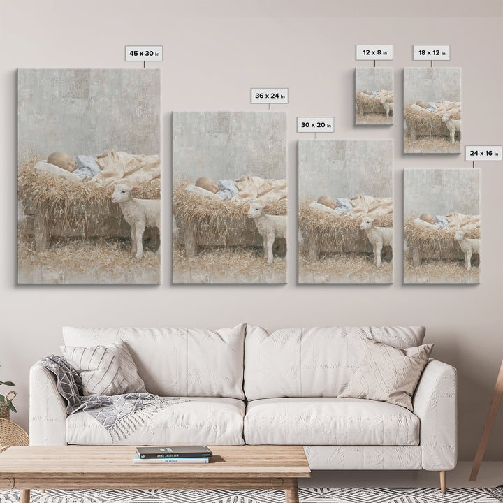 Warm Shepherd Glow – Framed Canvas Print – Christian Art – Christmas Art Framed – Jesus Painting Canvas – Christian Gift Ideas – Christian