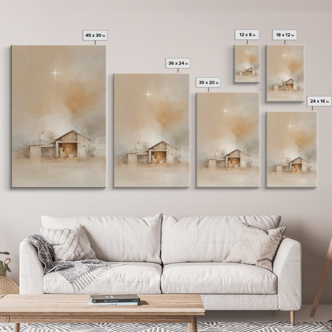 Bethlehem Quiet Light – Framed Canvas Print – Christian Wall Art – Christmas Canvas Wall Art – Christian Art Work – Jesus Christmas Art – C