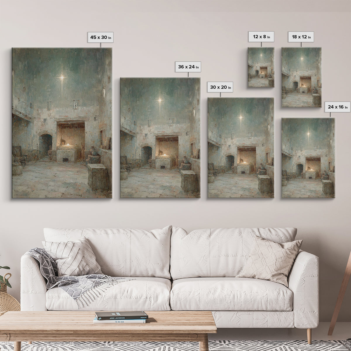 Stable Star Promise – Framed Canvas Print – Christian Wall Art – Framed Christmas Art – Christian Art Canvas – Jesus Painting – Christmas A