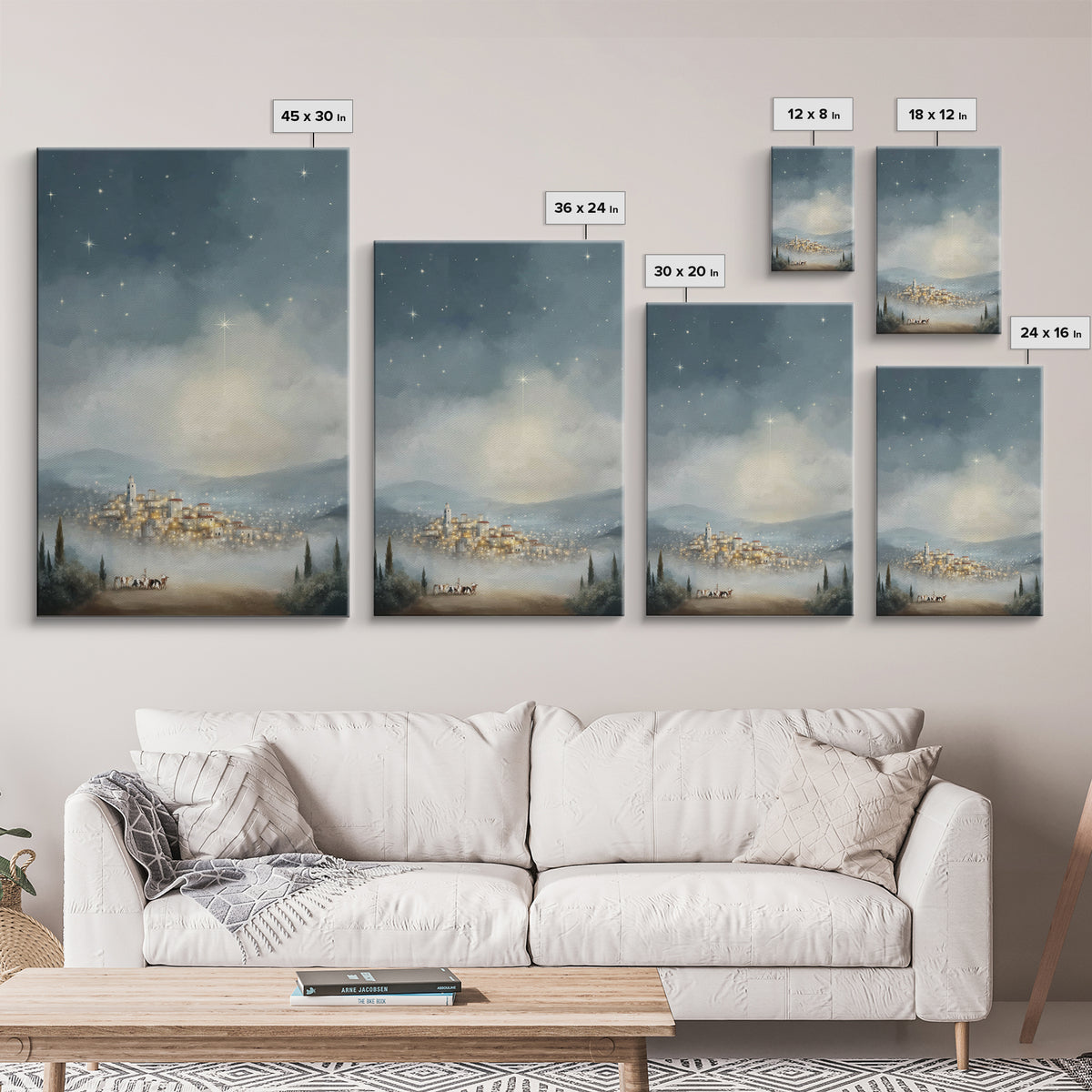 Bethlehem Star – Framed Canvas Print – Christmas Wall Art – Christian Christmas Art – Christian Art Canvas – Vintage Christmas Art