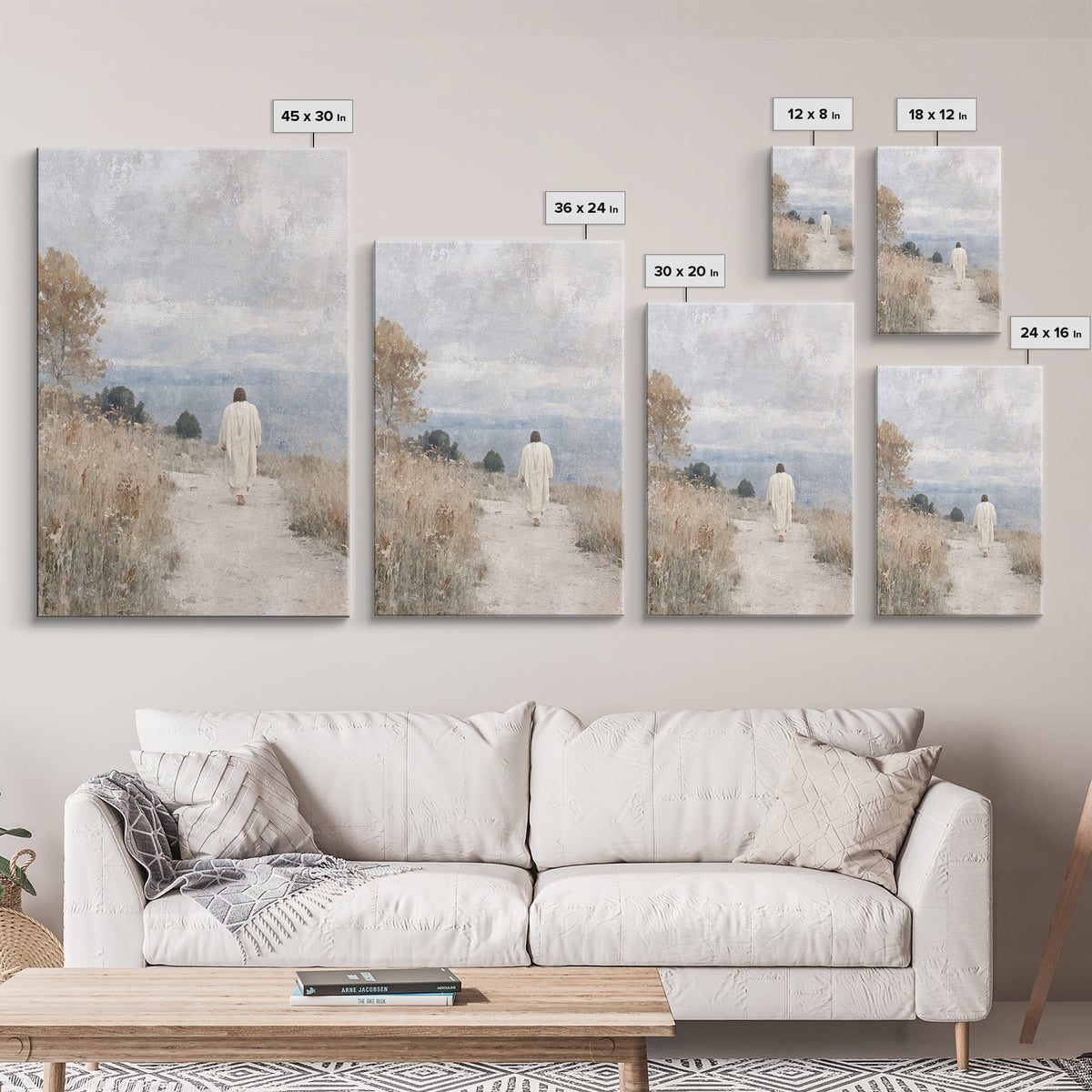 Quiet Meadow Journey – Framed Canvas Print – Christian Wall Art – Christian Art Work – Jesus Canvas Art – Minimalist Christian Art – Christ
