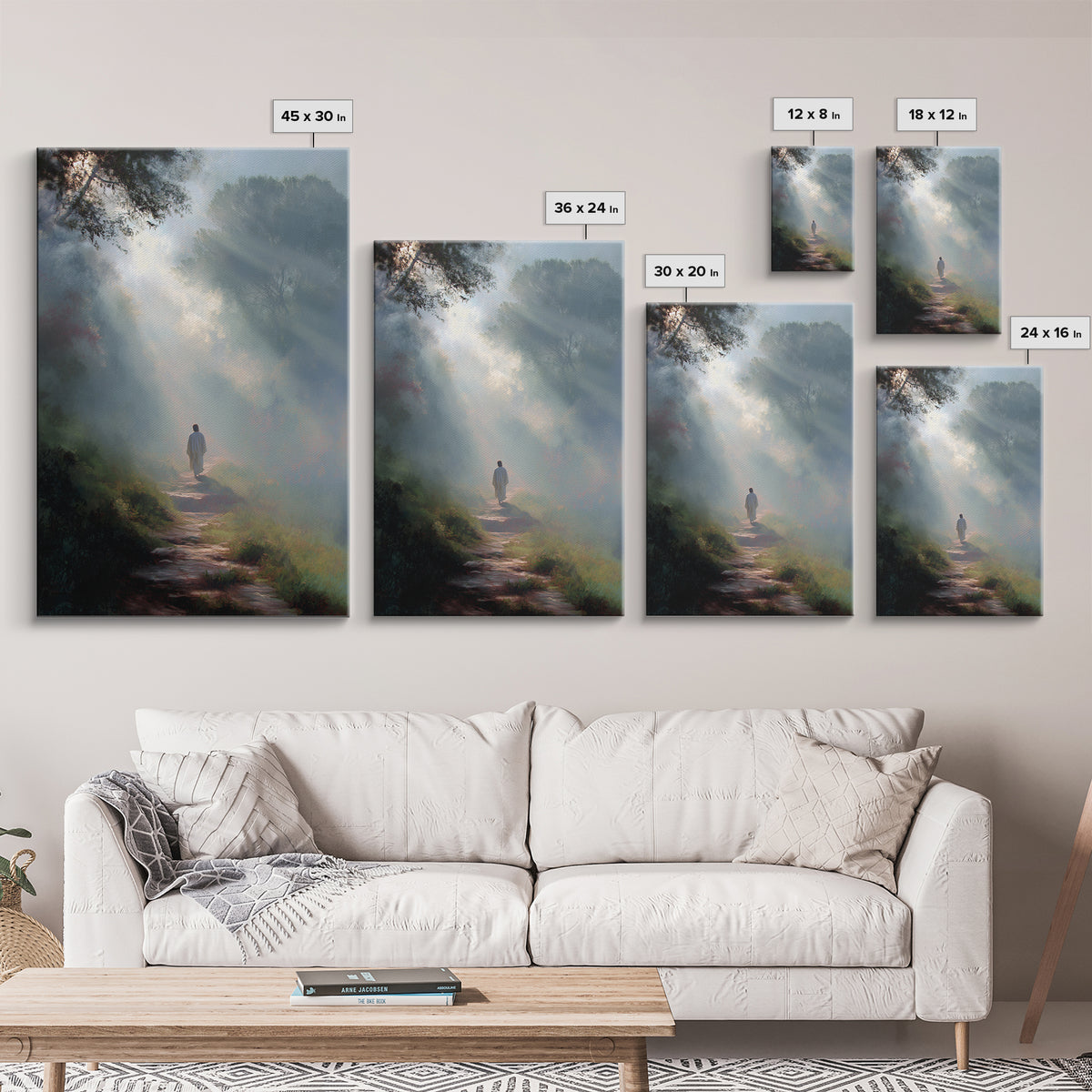 Misty Forest Light – Framed Canvas Print – Christian Wall Art – Jesus Painting Canvas – Moody Christian Art – Christian Art Gift – Large Ch