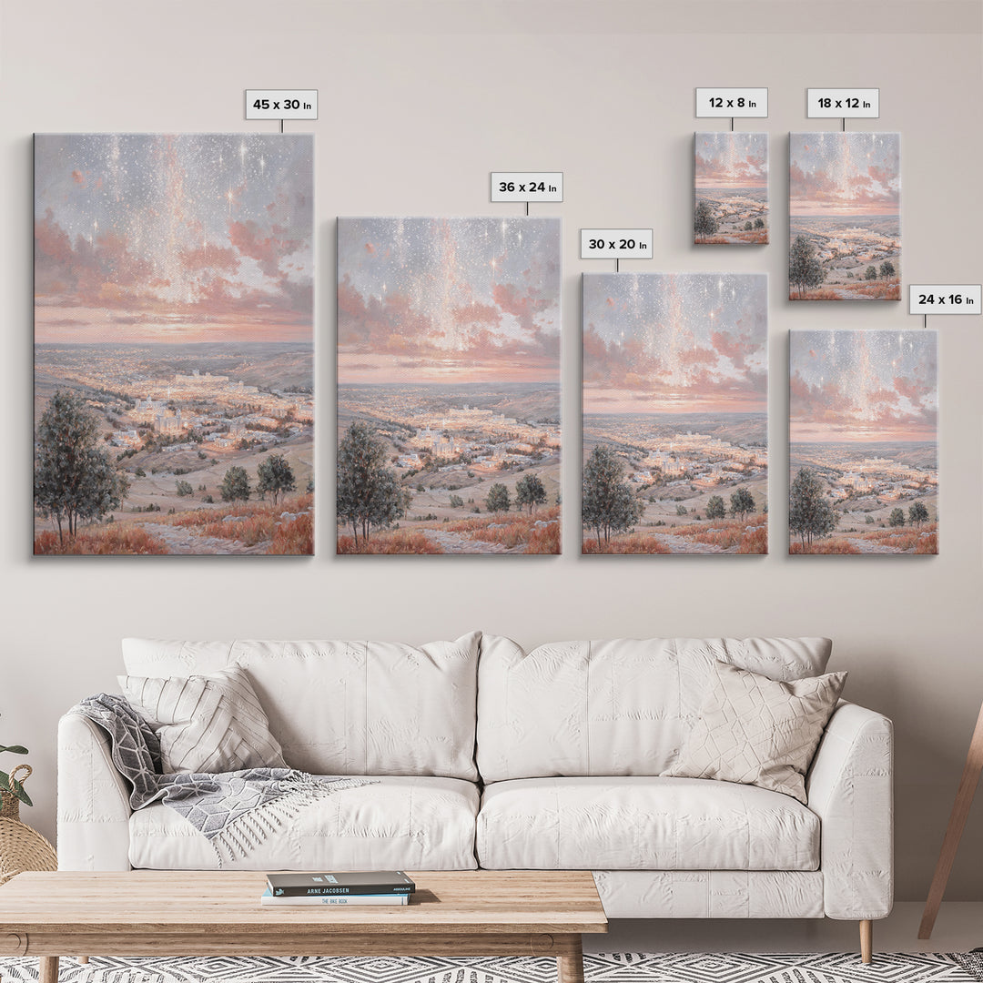 Starry Promise – Framed Canvas Print – Christian Christmas Decor – Christian Art Canvas – Moody Christmas Art – Christian Wall Art