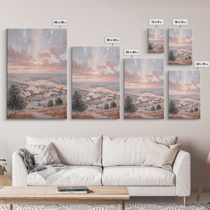 Starry Promise – Framed Canvas Print – Christian Christmas Decor – Christian Art Canvas – Moody Christmas Art – Christian Wall Art
