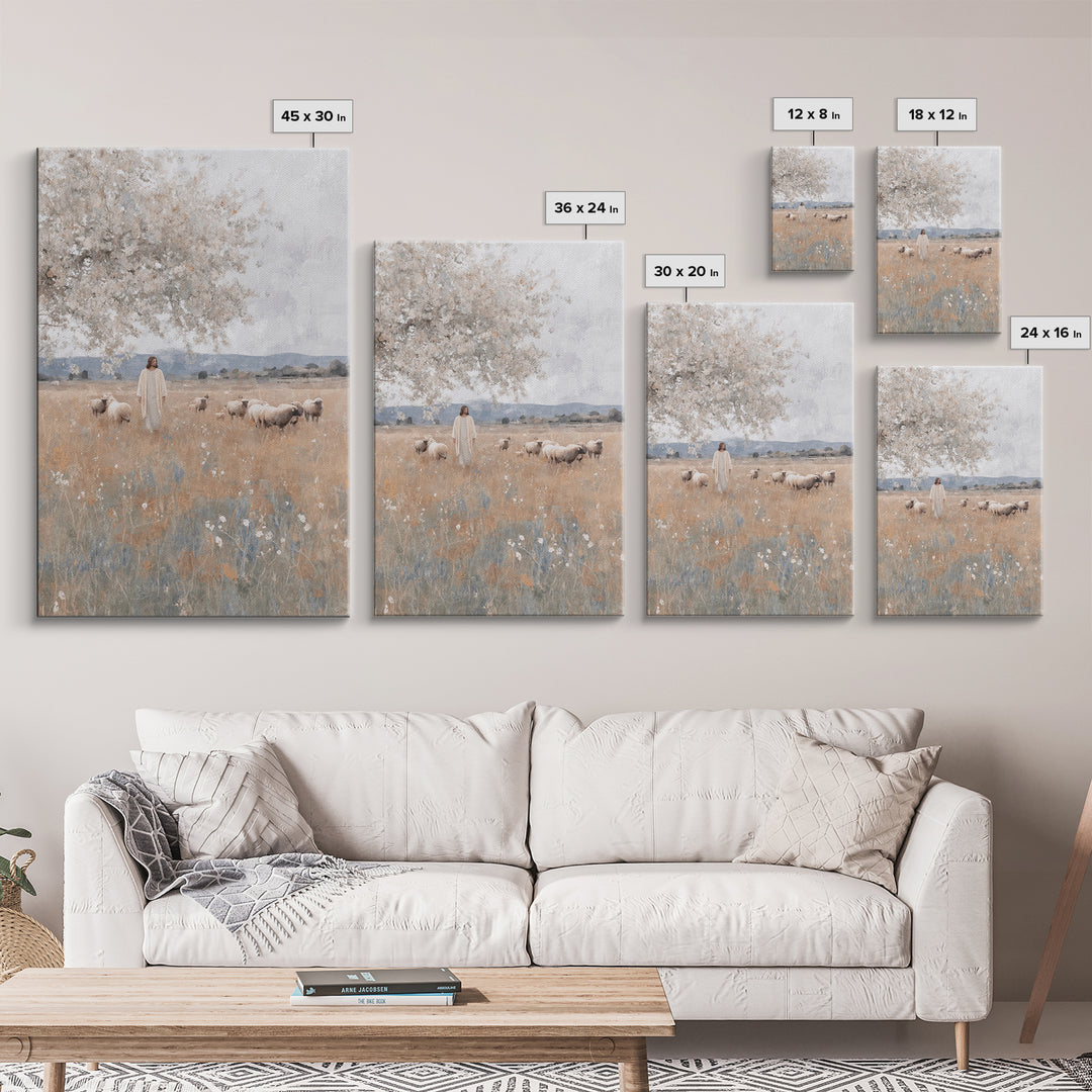 Fields Of Grace, Framed Canvas Print, Christian Wall Art, Jesus Painting, Christian Art Canvas, Subtle Christian Art