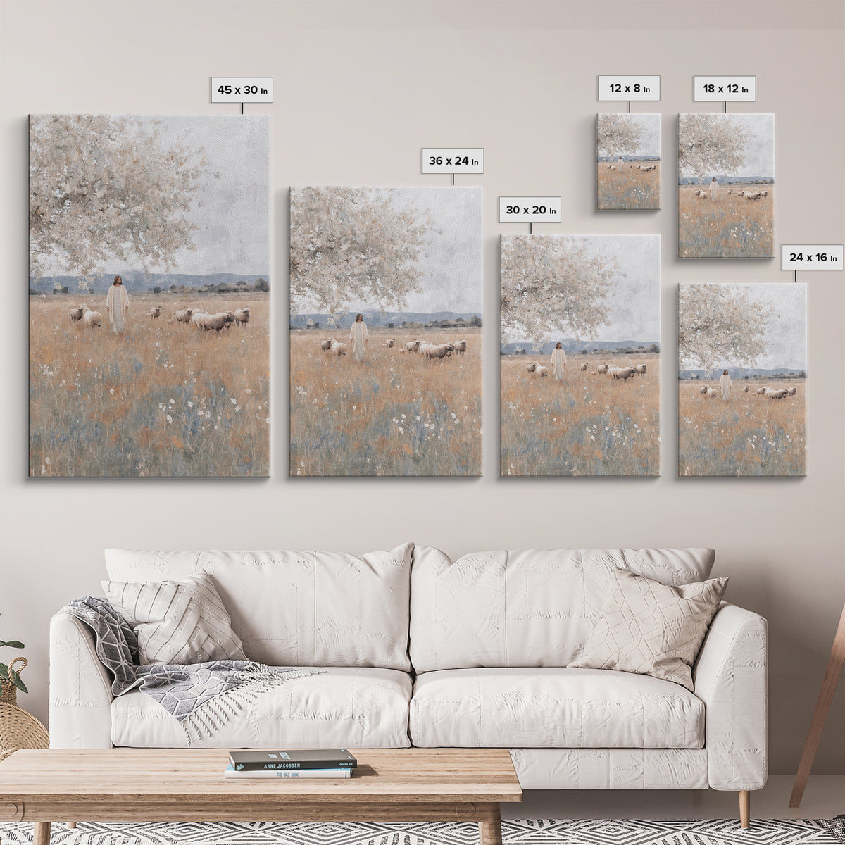 Fields Of Grace, Framed Canvas Print, Christian Wall Art, Jesus Painting, Christian Art Canvas, Subtle Christian Art