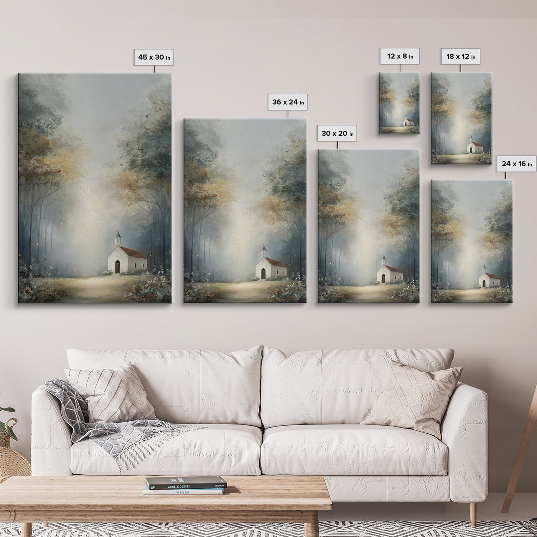 Blossoming Chapel | Framed Canvas Print | Christian Art Canvas | Christian Wall Art | Christian Decor | Modern Christian Art