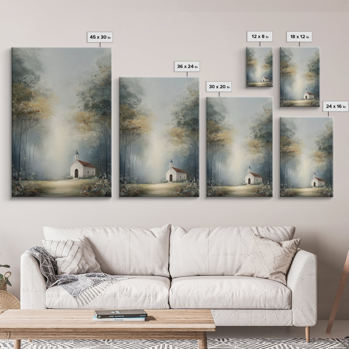 Blossoming Chapel | Framed Canvas Print | Christian Art Canvas | Christian Wall Art | Christian Decor | Modern Christian Art