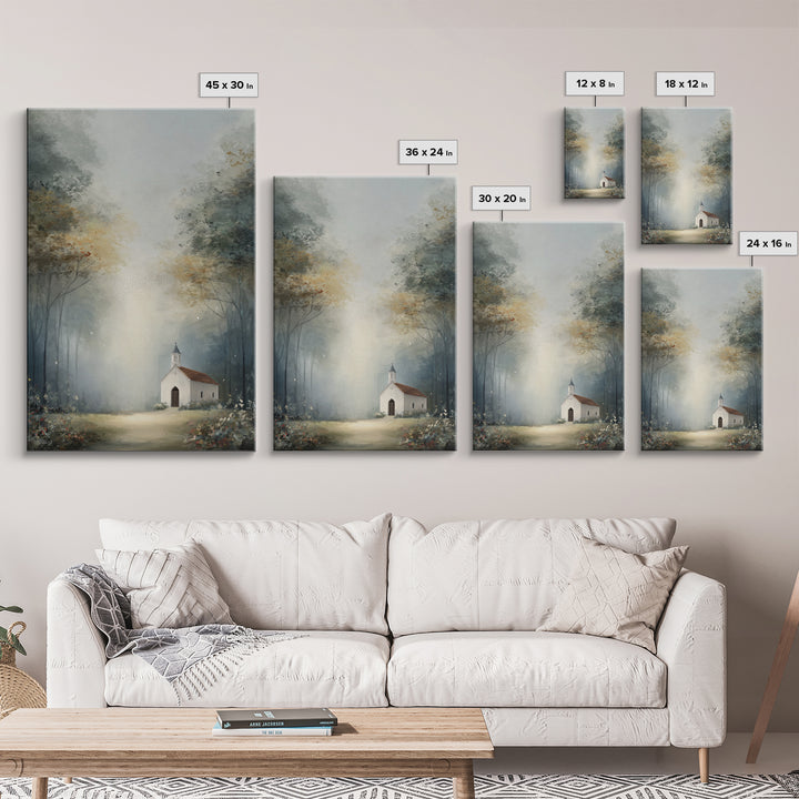 Blossoming Chapel | Framed Canvas Print | Christian Art Canvas | Christian Wall Art | Christian Decor | Modern Christian Art