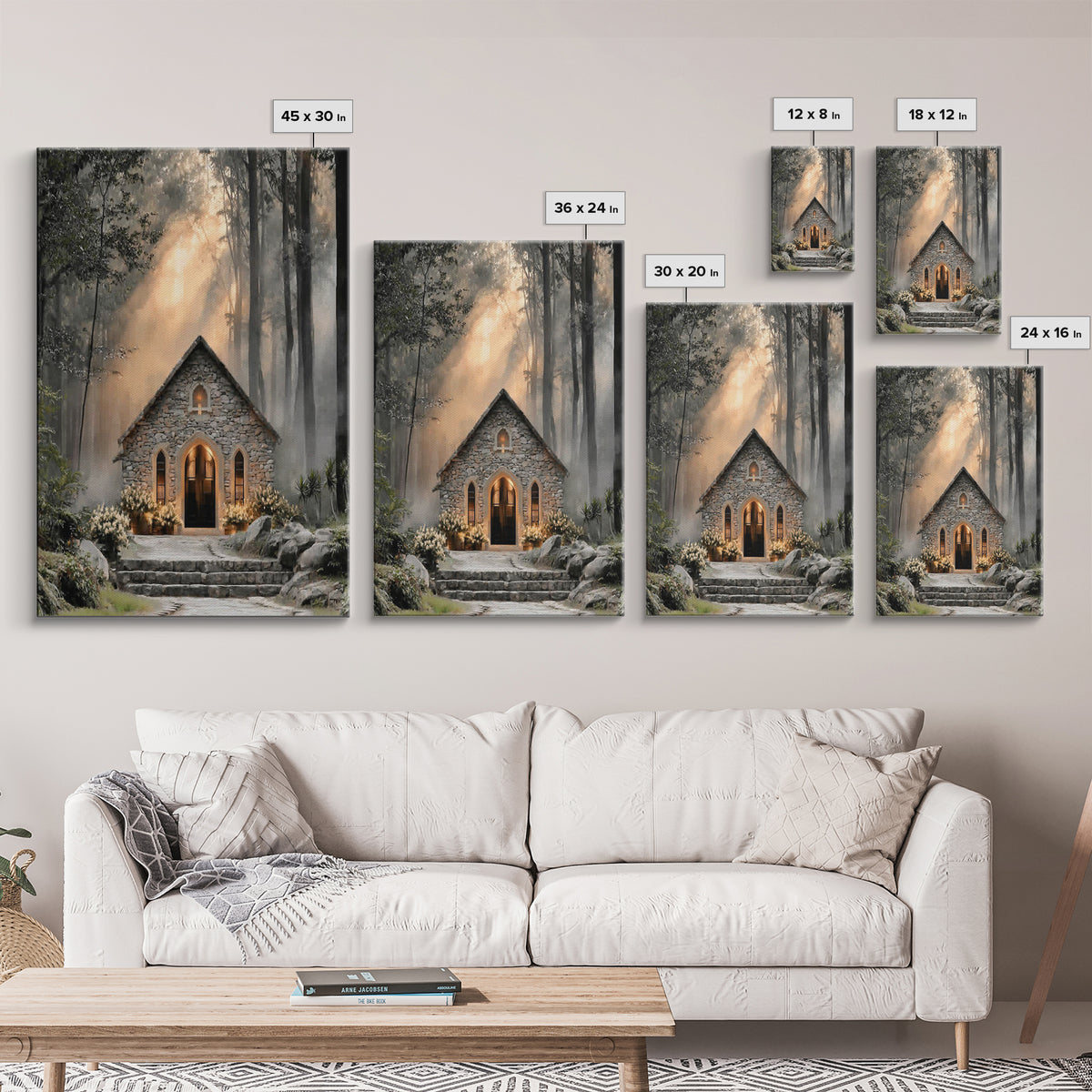 Stone Chapel Light – Framed Canvas Print – Christian Wall Art – Christian Art Canvas – Christian Decor – Moody Christian Art