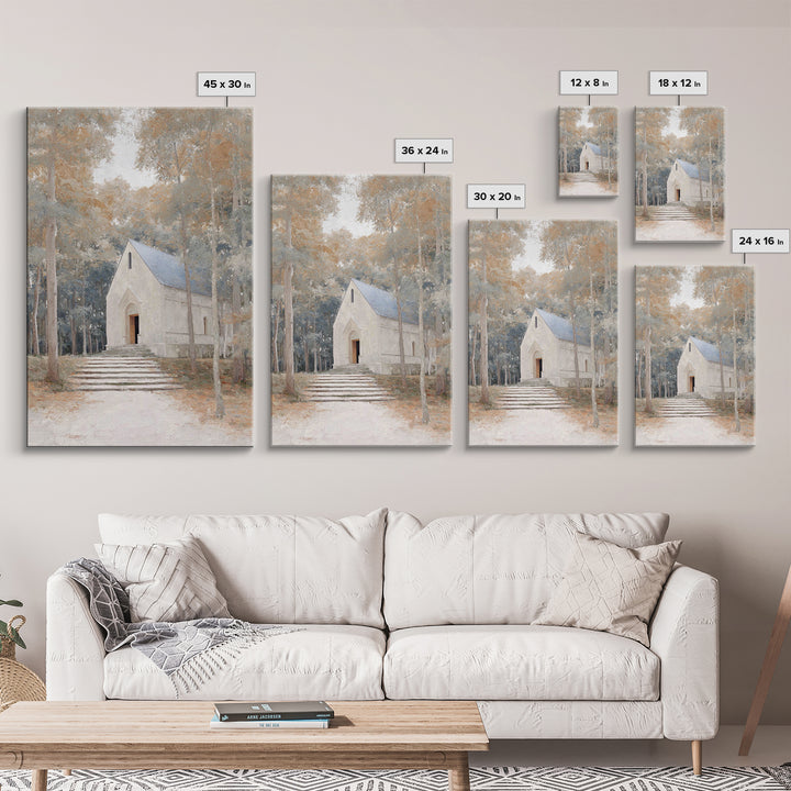 Autumn Chapel Path – Framed Canvas Print – Christian Wall Art – Christian Christmas Art – Modern Christian Art – Christian Art Canvas – Chr