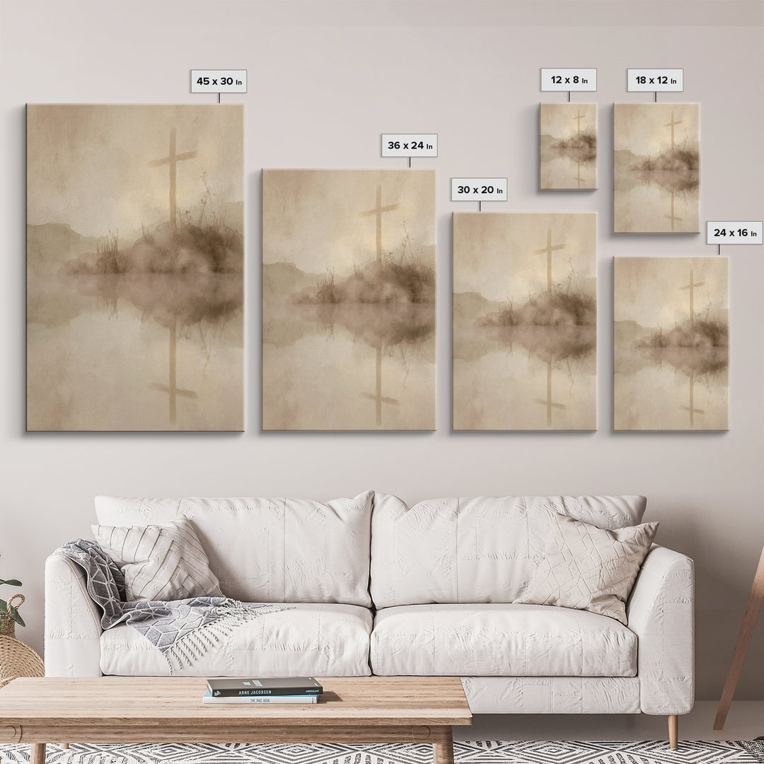 Sacred Hill Cross – Framed Canvas Print – Christian Wall Art – Christian Art Canvas – Vintage Christian Art – Christian Gift – Christian De