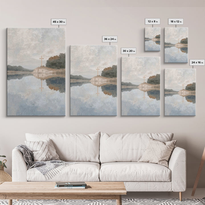 Still Waters Cross – Framed Canvas Print – Christian Wall Art – Christian Art Canvas – Subtle Christian Art – Christian Gift Ideas – Christ