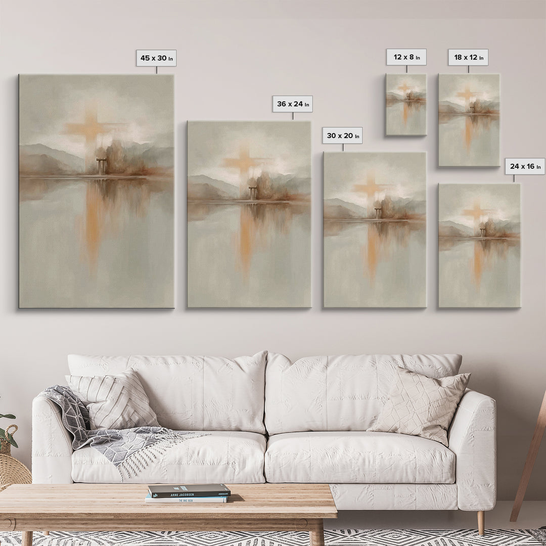 Radiant Hill Cross – Framed Canvas Print – Christian Wall Art – Christian Art Canvas – Minimalist Christian Art – Christian Art Print – Chr