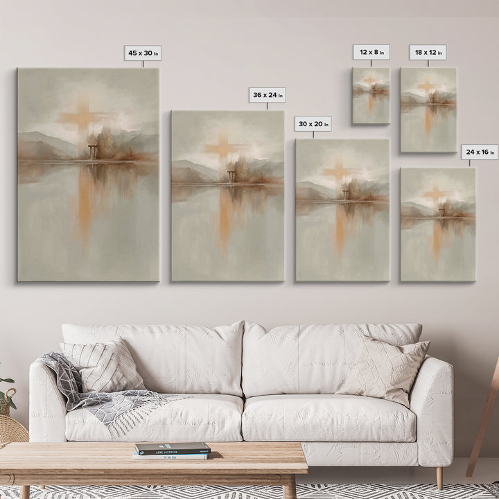 Radiant Hill Cross – Framed Canvas Print – Christian Wall Art – Christian Art Canvas – Minimalist Christian Art – Christian Art Print – Chr