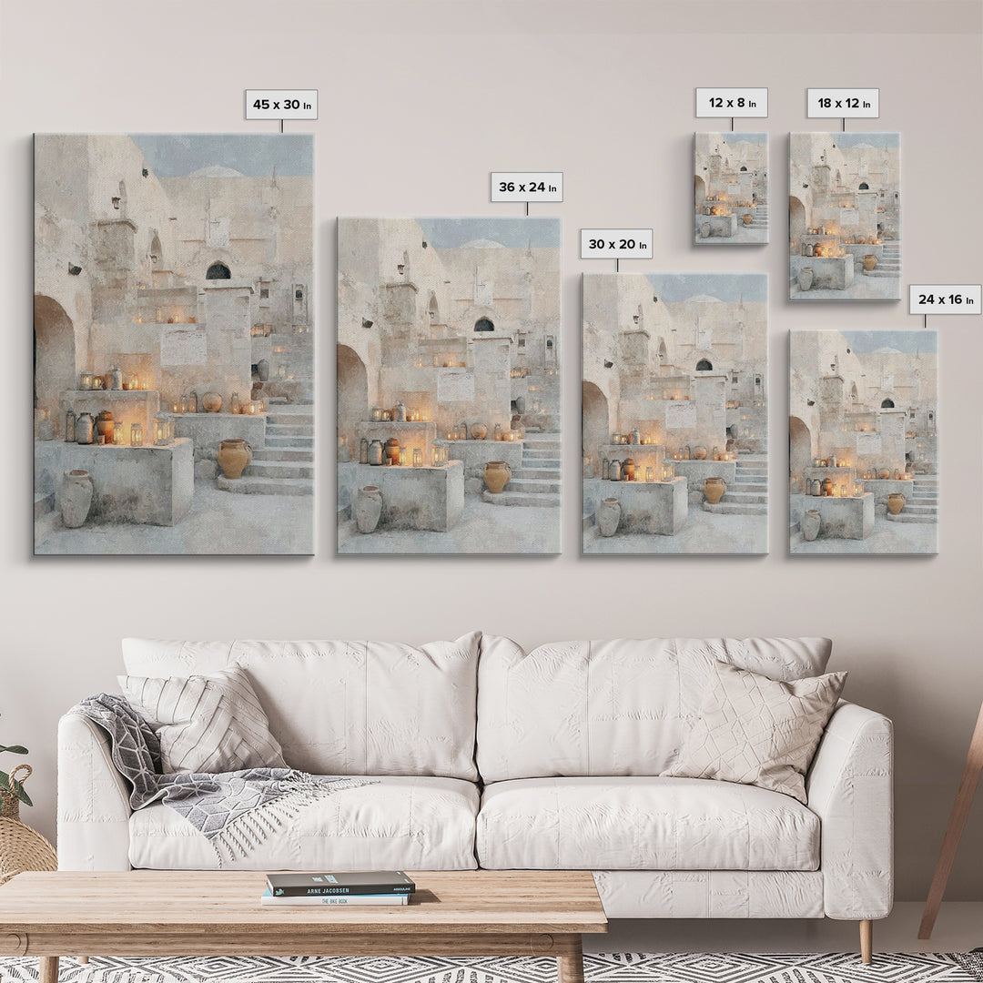 Bethlehem Lantern Court – Framed Canvas Print – Christian Christmas Art – Christmas Art Prints – Christian Wall Art – Christian Art Canvas
