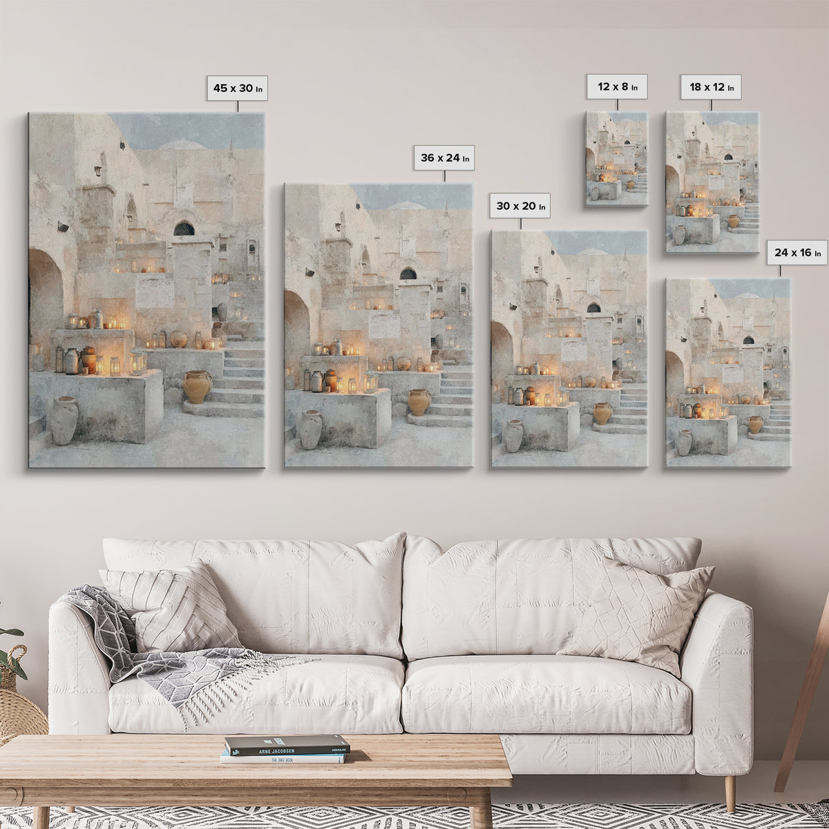 Bethlehem Lantern Court – Framed Canvas Print – Christian Christmas Art – Christmas Art Prints – Christian Wall Art – Christian Art Canvas