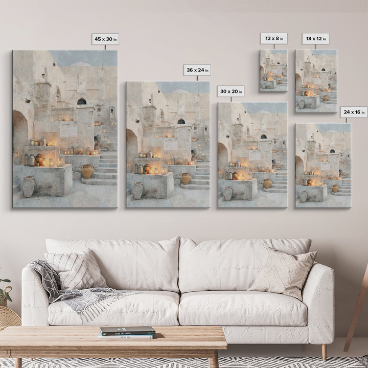 Bethlehem Lantern Court – Framed Canvas Print – Christian Christmas Art – Christmas Art Prints – Christian Wall Art – Christian Art Canvas