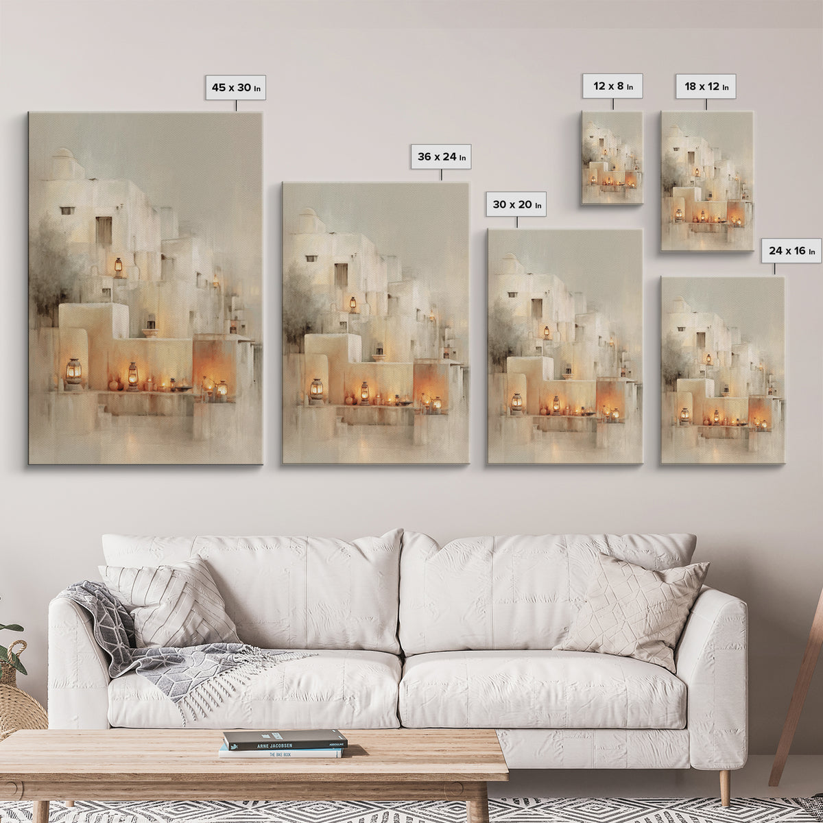 Lantern Village Glow – Framed Canvas Print – Christian Wall Art – Christian Art Print – Christmas Art Prints – Subtle Christian Art – Chris
