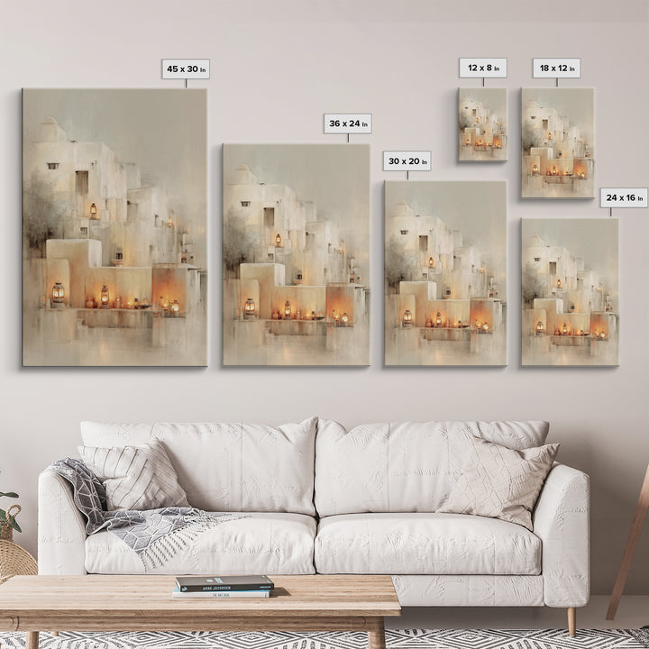 Lantern Village Glow – Framed Canvas Print – Christian Wall Art – Christian Art Print – Christmas Art Prints – Subtle Christian Art – Chris