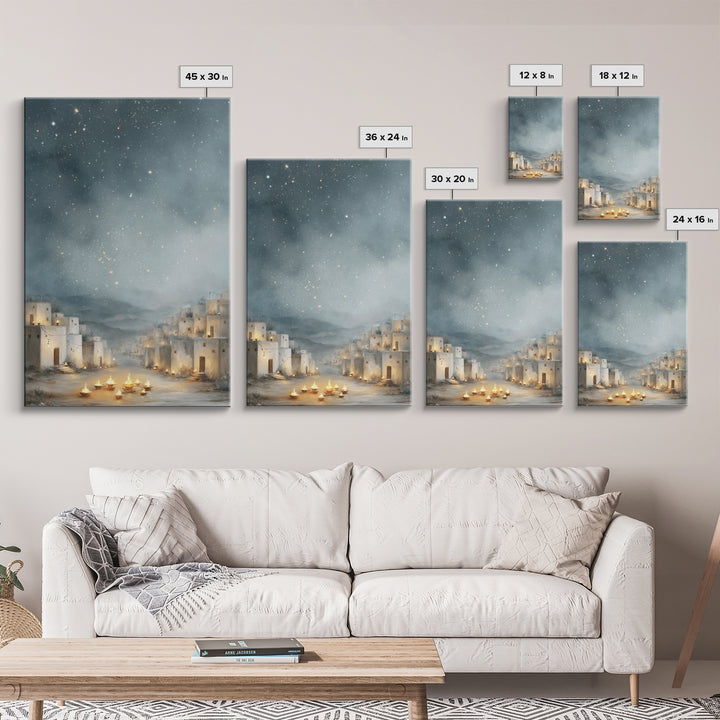 Starry Bethlehem Sky – Framed Canvas Print – Christmas Wall Art – Christian Art Canvas – Framed Christmas Art – Christian Christmas Art – C