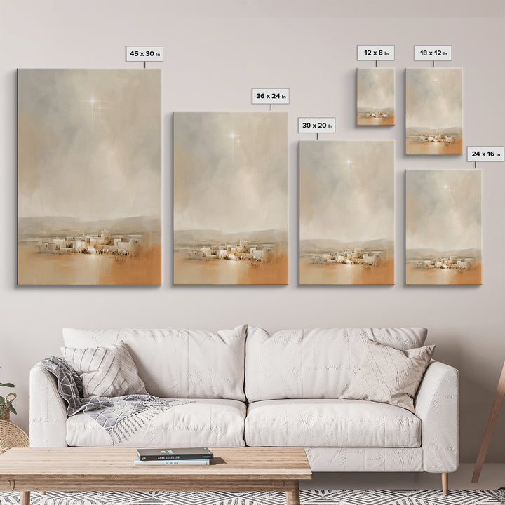 Bethlehem Glow – Framed Canvas Print – Christian Art Canvas – Christmas Wall Art – Christian Christmas Art – Minimalist Christian Art