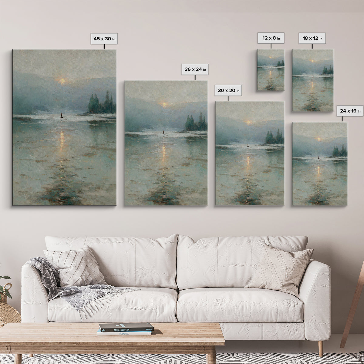 Silent Lake Dawn – Framed Canvas Print – Christian Art Print – Christian Wall Art – Vintage Christian Art – Blue Christian Art – Christian
