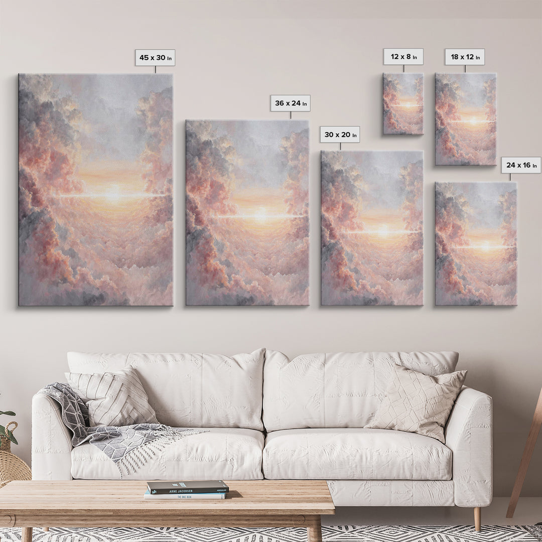 Celestial Sunrise Glow, Framed Canvas Print, Christian Art Canvas, Christian Christmas Art, Christian Wall Art, Large Christian Art, Subtle